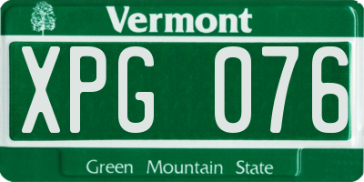 VT license plate XPG076
