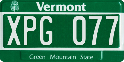 VT license plate XPG077