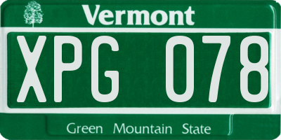 VT license plate XPG078