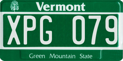 VT license plate XPG079