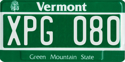 VT license plate XPG080
