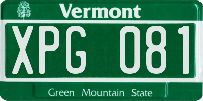 VT license plate XPG081