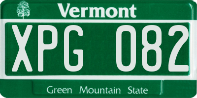 VT license plate XPG082