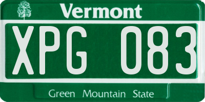 VT license plate XPG083