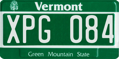 VT license plate XPG084