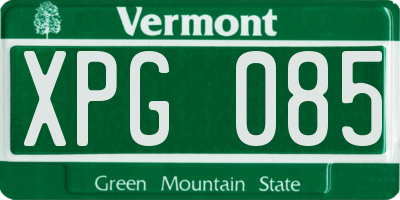 VT license plate XPG085