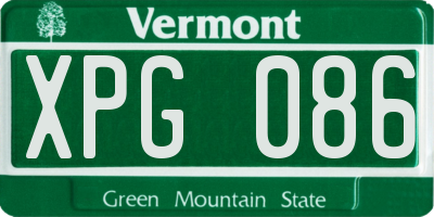 VT license plate XPG086
