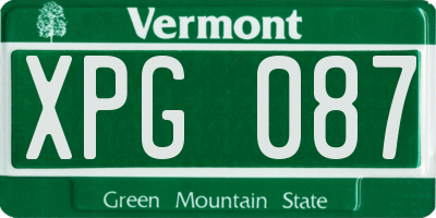 VT license plate XPG087