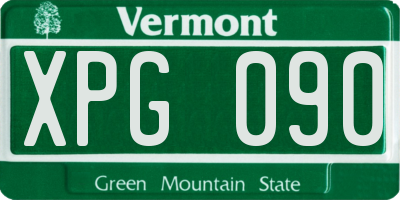 VT license plate XPG090