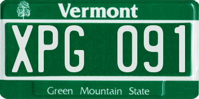 VT license plate XPG091
