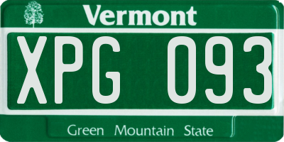 VT license plate XPG093
