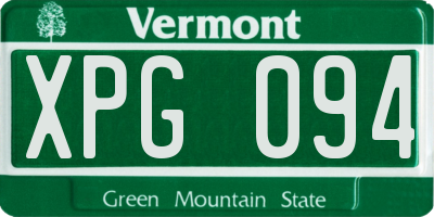 VT license plate XPG094