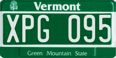 VT license plate XPG095