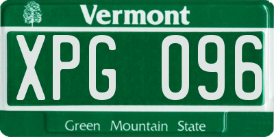 VT license plate XPG096