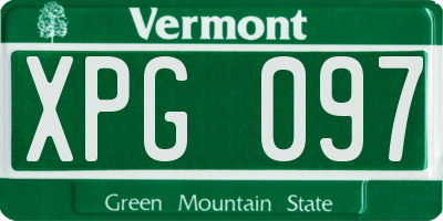 VT license plate XPG097