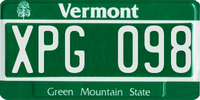 VT license plate XPG098