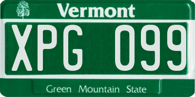VT license plate XPG099