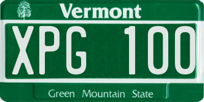 VT license plate XPG100