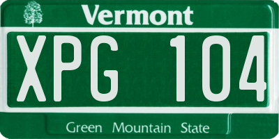 VT license plate XPG104