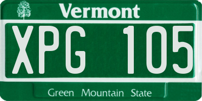 VT license plate XPG105