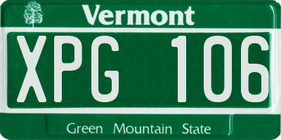VT license plate XPG106