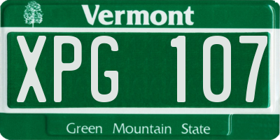 VT license plate XPG107
