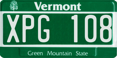 VT license plate XPG108
