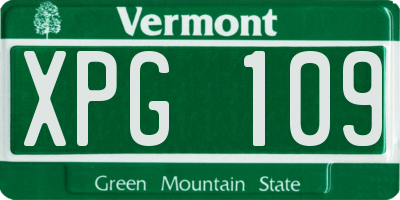VT license plate XPG109