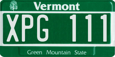 VT license plate XPG111