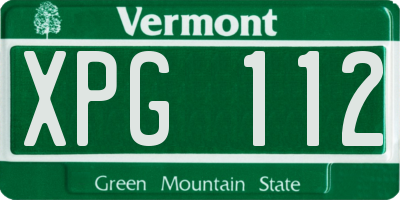 VT license plate XPG112