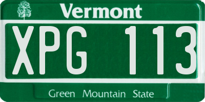 VT license plate XPG113