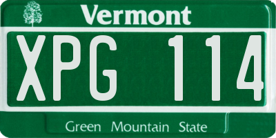 VT license plate XPG114
