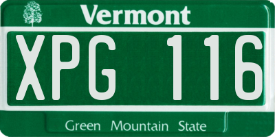 VT license plate XPG116