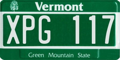 VT license plate XPG117