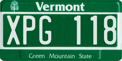 VT license plate XPG118