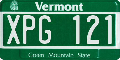 VT license plate XPG121