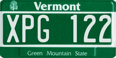 VT license plate XPG122