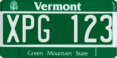 VT license plate XPG123