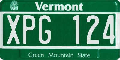 VT license plate XPG124