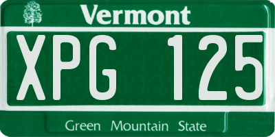 VT license plate XPG125