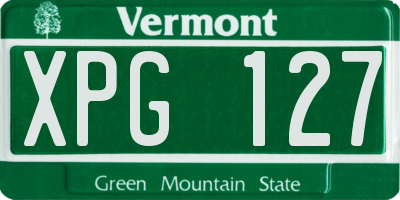 VT license plate XPG127