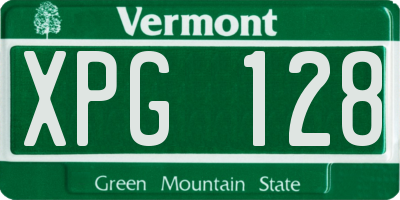 VT license plate XPG128