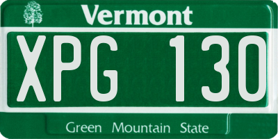 VT license plate XPG130