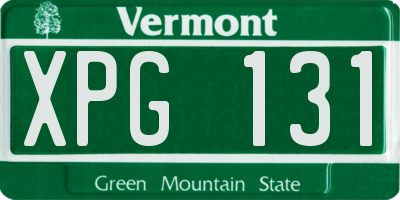 VT license plate XPG131