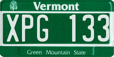 VT license plate XPG133