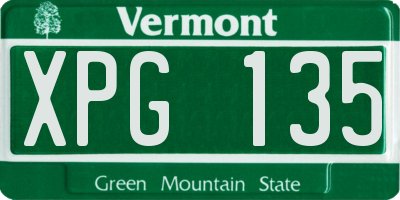 VT license plate XPG135