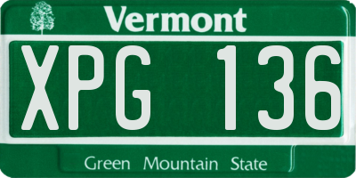 VT license plate XPG136