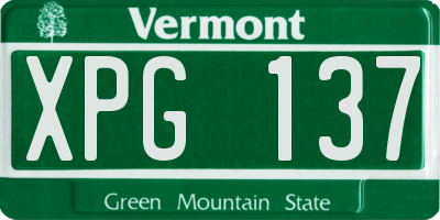 VT license plate XPG137