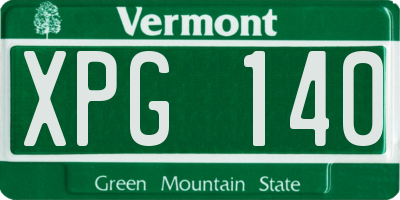 VT license plate XPG140