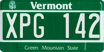 VT license plate XPG142
